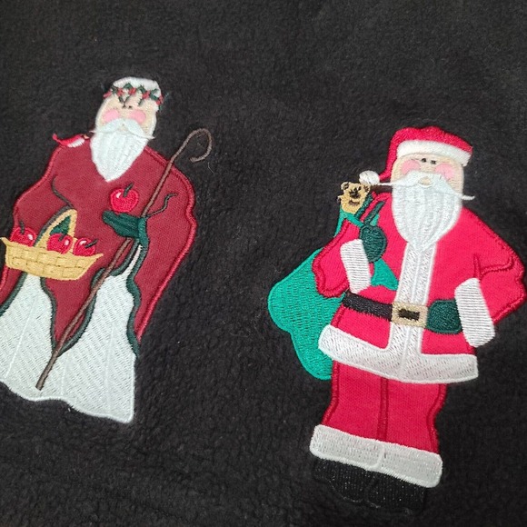 Bechamel Father Christmas Fleece Sweater Vest Medium Santa Black VTG Teachercore - Picture 9 of 13